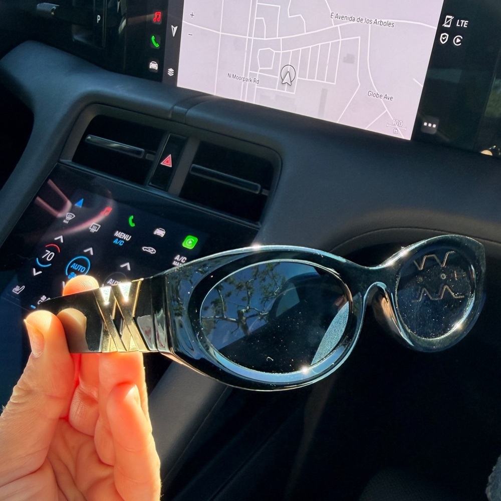 Black Oval 90s Chunky Logo Sunglasses